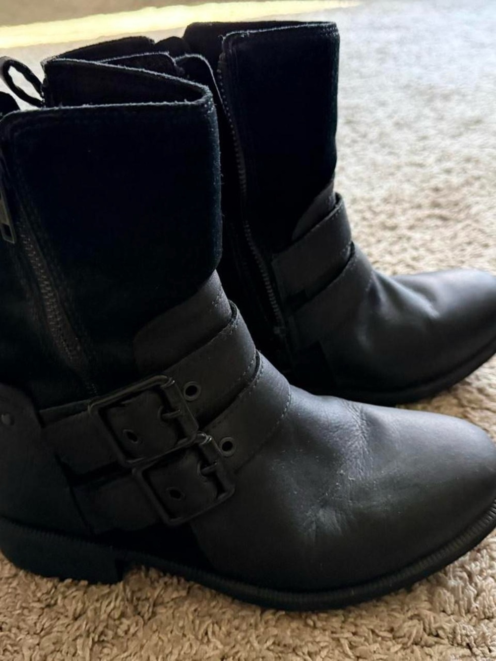UGG Black Double Buckle Ankle Boots